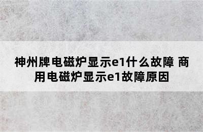 神州牌电磁炉显示e1什么故障 商用电磁炉显示e1故障原因